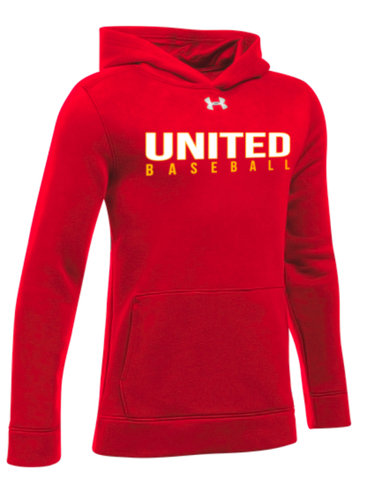 Youth UA Rival Fleece Hoodie- Red and Black